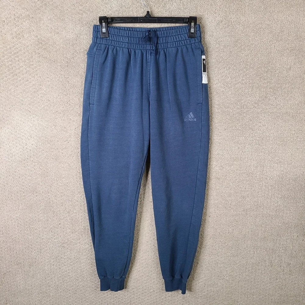 Adidas‎ Pants Mens Small Blue Fleece Jogger Drawstring Elastic Waist Casual
